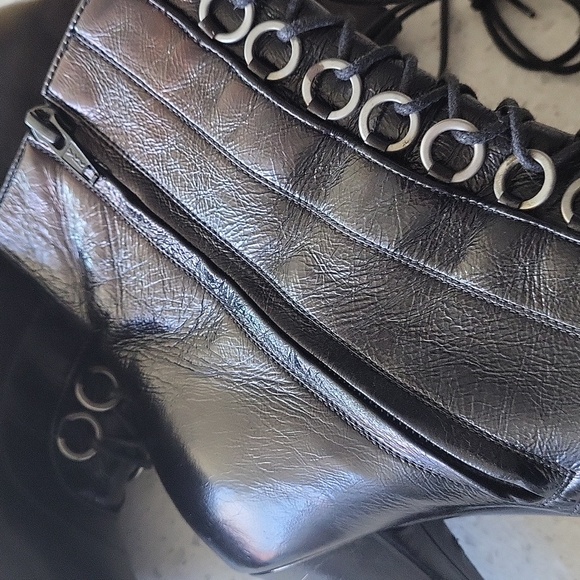 SAINT LAURENT Fetish lace up Textured-leather Ankle Boots - Picture 16 of 16